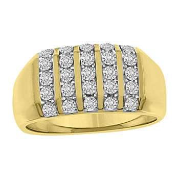 Mens 1/2 CT. T.W. Genuine White Diamond 10K Gold Wedding Fashion Ring