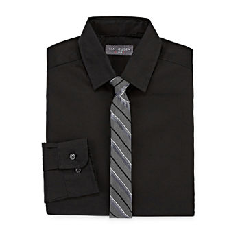 Van Heusen Big Boys Button Down Collar Long Sleeve Shirt + Tie Set
