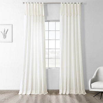 Exclusive Fabrics & Furnishing Solid 100% Cotton Light-Filtering Tie Top Single Curtain Panel