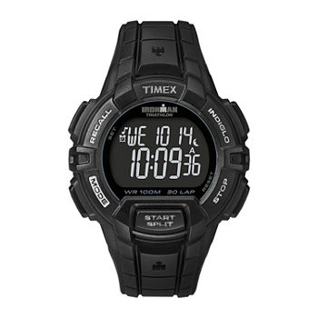Timex® Ironman Rugged Mens 30-Lap Black Dial Watch