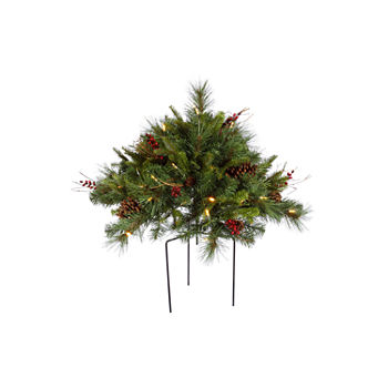 Vickerman 1.5' Cibola Mixed Berry Artificial Christmas Bush with 50 Warm White LED Lights