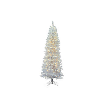 5.5' Prelit White Pencil Pine Artificial Christmas Tree