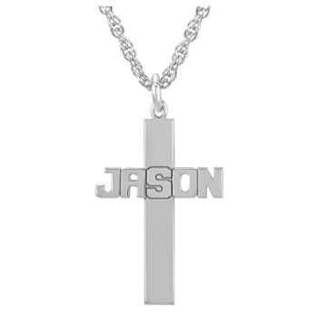 Personalized Sterling Silver Cross Pendant Necklace