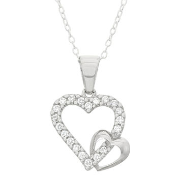 Children's Sterling Silver Double Heart Pendant Necklace
