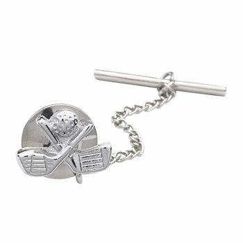 Golf Clubs Rhodium-Plated Tie Tack