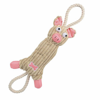 The Pet Life Jute And Rope Plush Pig - Pet Toy
