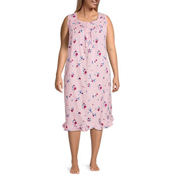 Adonna Womens Plus Sleeveless Square Neck Nightgown