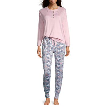 Jaclyn Cozy Luxe Womens Long Sleeve 2-pc. Pant Pajama Set