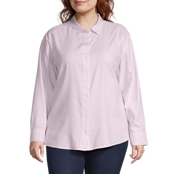 a.n.a Plus Womens Long Sleeve Regular Fit Button-Down Shirt