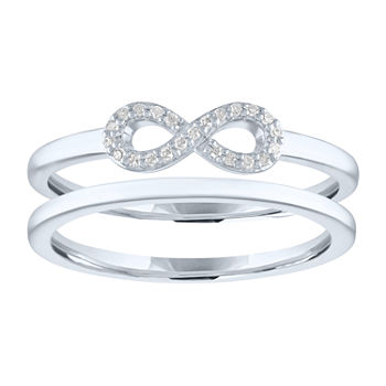 "The Perfect Stack" Womens Diamond Accent Genuine White Diamond Sterling Silver Infinity Delicate Stackable Ring