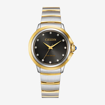 Citizen Ceci Womens Diamond Accent Two Tone Stainless Steel Bracelet Watch Em0954-50e