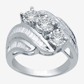 Love Lives Forever Womens 2 CT. T.W. Genuine White Diamond 10K White Gold Promise Ring