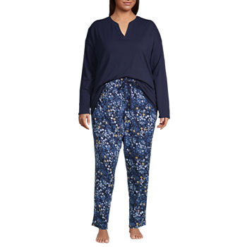 Liz Claiborne Womens Plus Long Sleeve 2-pc. Pant Pajama Set