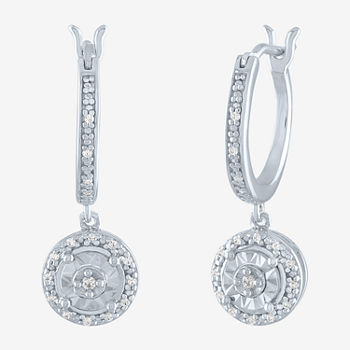Limited Time Special! 1/10 CT. T.W. Genuine Diamond Sterling Silver Drop Earrings