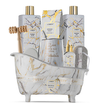Lovery Home Spa Gift Basket - 13pc Marble Bath And Body Kit