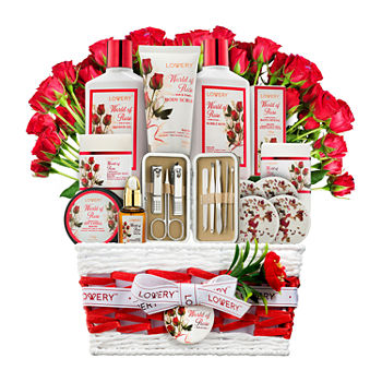 Lovery Red Rose Home Spa Basket - 35pc Bath And Body Set
