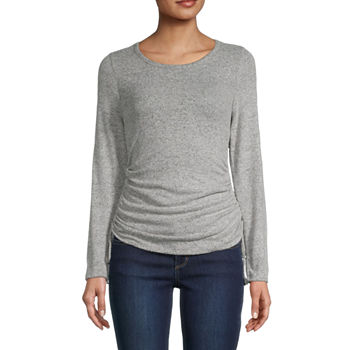 by&by Juniors Womens Round Neck Long Sleeve Pullover Sweater