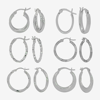 Sterling Silver 6 Pair Earring Set