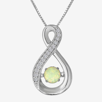 Love in Motion™ Lab-Created Opal and White Sapphire Pendant in Sterling Silver