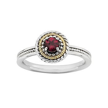 Personally Stackable Two-Tone Rhodolite Ring