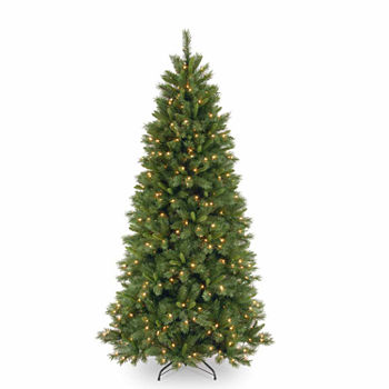 National Tree Co. 7 1/2 Foot Lehigh Valley Pine Slim Hinged Pine Pre-Lit Christmas Tree