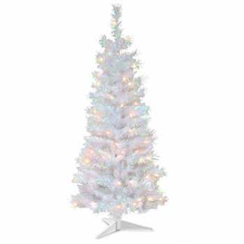 National Tree Co. 4 Foot White Iridescent Pre-Lit Flocked Christmas Tree