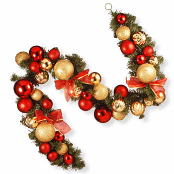 National Tree Co. Red And Gold Ornament Evergreen Indoor Outdoor Christmas Garland