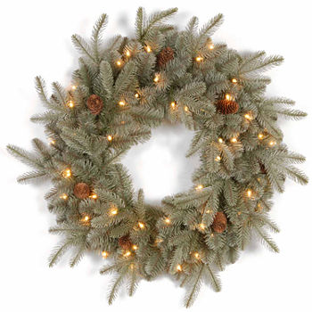 National Tree Co. Frosted Artic Spruce Feel Real Indoor Outdoor Christmas Wreath