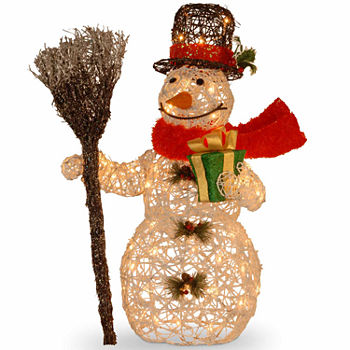 National Tree Co. White Rattan Snowman Christmas Holiday Yard Art