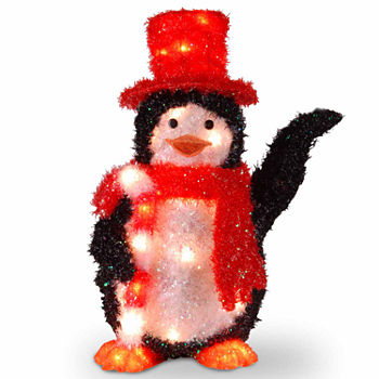 National Tree Co. Fabric Penguin With Candy Cane Christmas Animal Figurines