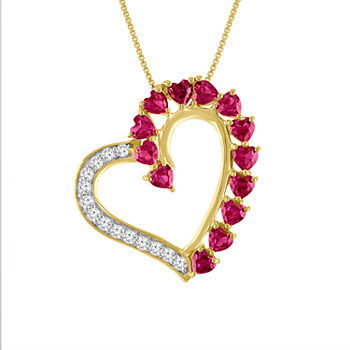 Lab-Created Ruby & White Sapphire 14K Gold Over Silver Heart Pendant Necklace
