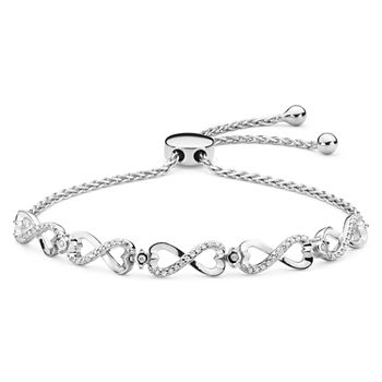 Infinite Promise 1/4 CT. T.W. Genuine White Diamond Sterling Silver Infinity Bolo Bracelet