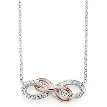 Infinite Promise Womens 1/10 CT. T.W. Genuine White Diamond Sterling Silver Infinity Pendant Necklace