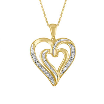 Womens 1/10 CT. T.W. White Genuine Diamond 14K Gold Over Silver Pendant Necklace