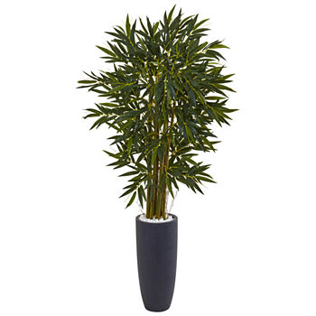 6.5’ Bamboo Artificial Tree in Gray Cylinder Planter