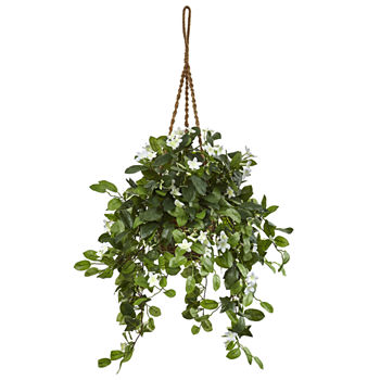 Stephanotis Flowering Artificial Plant in Hanging Basket