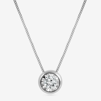 Womens 1/10 CT. T.W. Genuine White Diamond 14K Gold Pendant Necklace