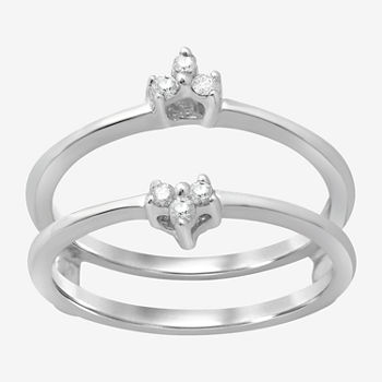 Womens 1/10 CT. T.W. Genuine White Diamond 14K White Gold Ring Guard