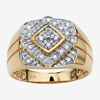 Mens 1/4 CT. T.W. Genuine White Diamond 10K Gold Fashion Ring