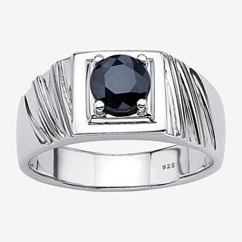 Mens Genuine Blue Sapphire Sterling Silver Fashion Ring