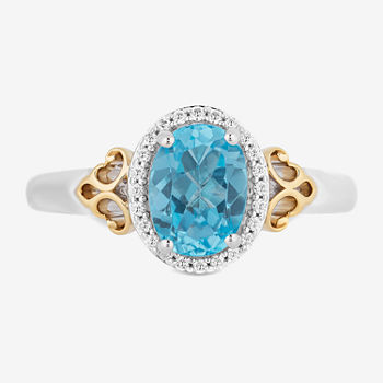 Enchanted Disney Fine Jewelry Womens 1/10 CT. T.W. Genuine Blue Topaz Sterling Silver Princess Jasmine Cocktail Ring
