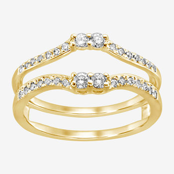 Womens 1/3 CT. T.W. Genuine White Diamond 14K Gold Ring Guard