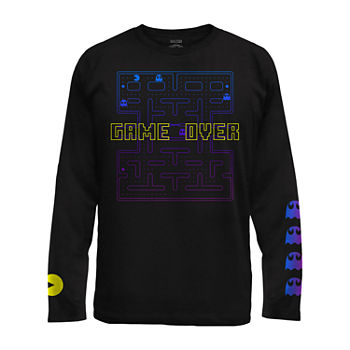 Little & Big Boys Crew Neck Pacman Long Sleeve Graphic T-Shirt
