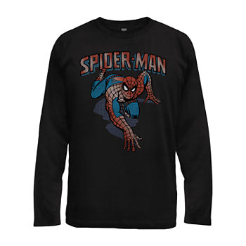 Little & Big Boys Crew Neck Avengers Marvel Spiderman Long Sleeve Graphic T-Shirt