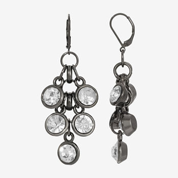 1928 Silver Tone Round Chandelier Earrings
