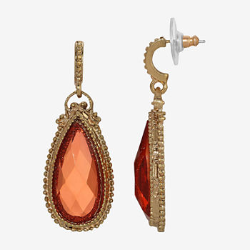 1928 Gold Tone Pear Drop Earrings