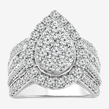 Womens 3 CT. T.W. Genuine White Diamond 10K White Gold Engagement Ring