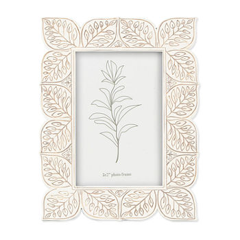 New View 5x7 Wht Resin Frame Leaf Detail 1-Opening Tabletop Frame