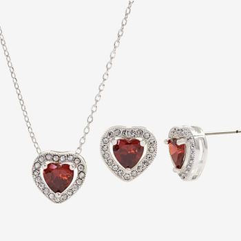 Sparkle Allure 2-pc. Cubic Zirconia Pure Silver Over Brass Heart Jewelry Set
