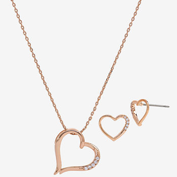 Sparkle Allure 2-pc. Cubic Zirconia 18K Rose Gold Over Brass Heart Jewelry Set